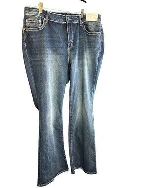 Boutique Plus Bootcut Jeans Dark Wash Rhinestone Denim  Bling Size 18W NWT